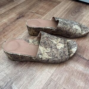 Gentle Souls‎ Kenneth Cole Shoes Womens Size 10 Floral Cork Wedge Slide Sandals